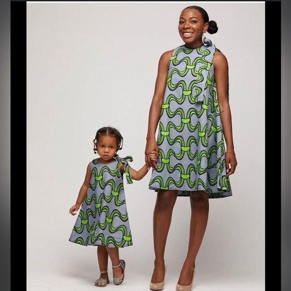ray darten Dresses & Skirts - Ray Darten blue and green African print dress size M
